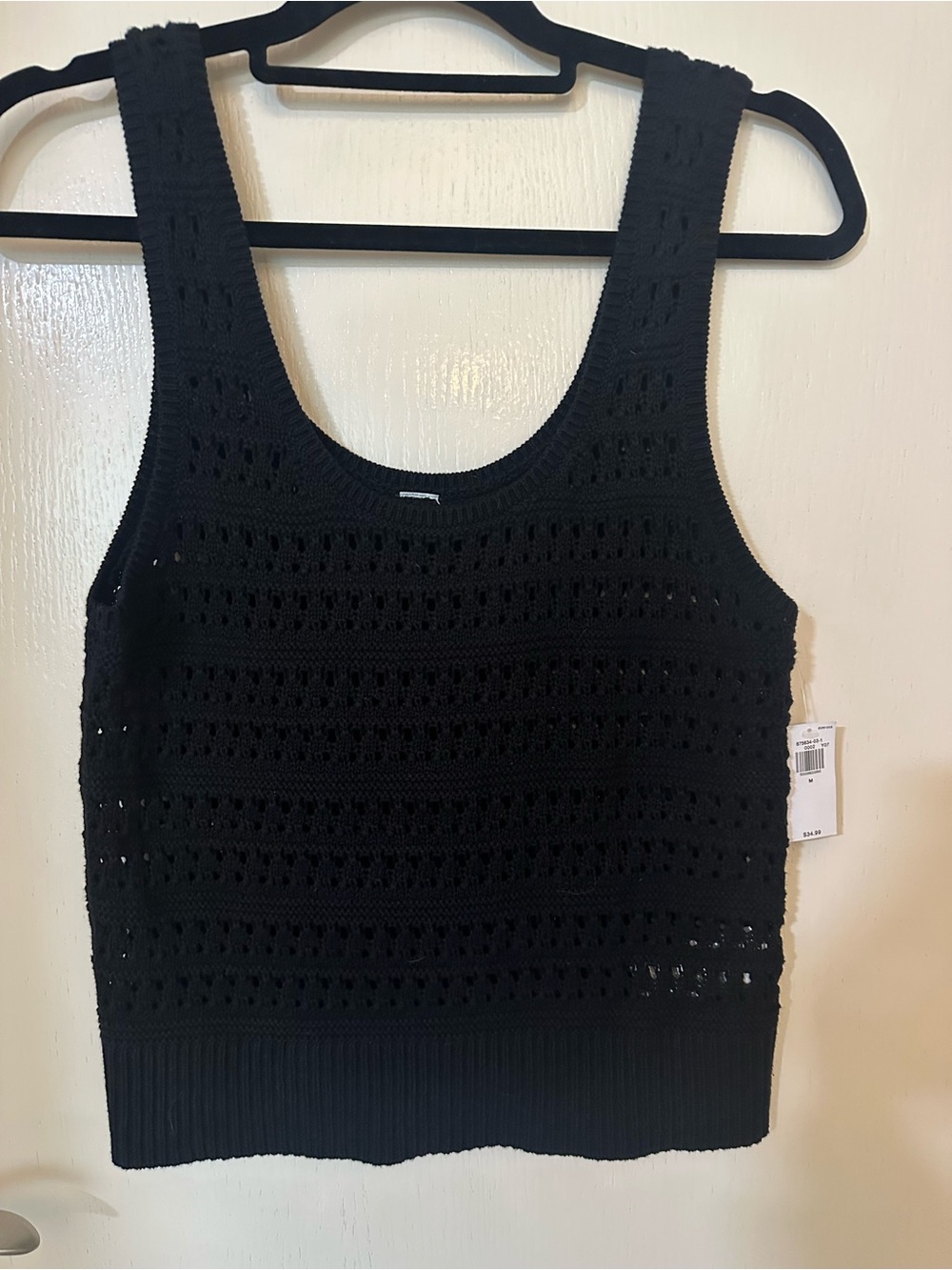 Black Crochet Knit Tank Top Old Navy NWT size Medium
